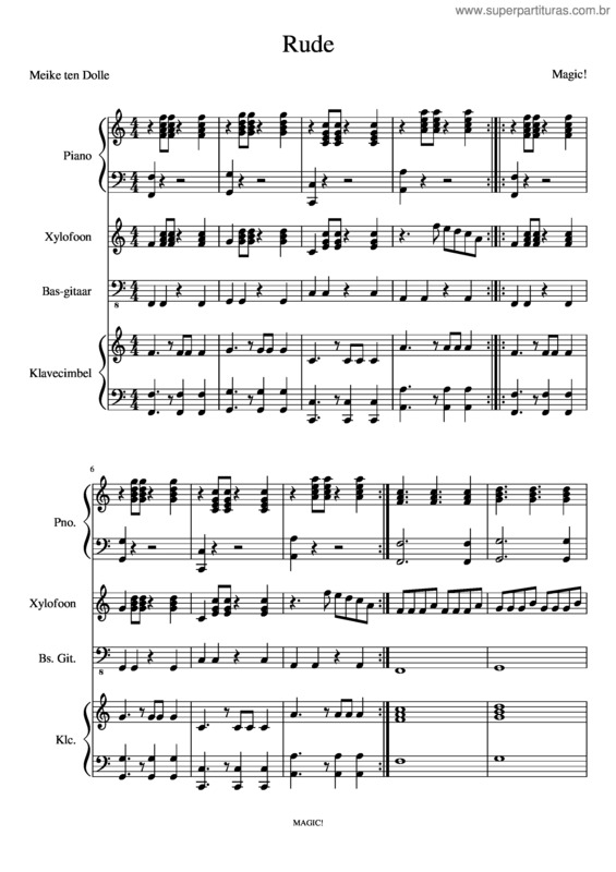 Partitura da música Rude, Magic!