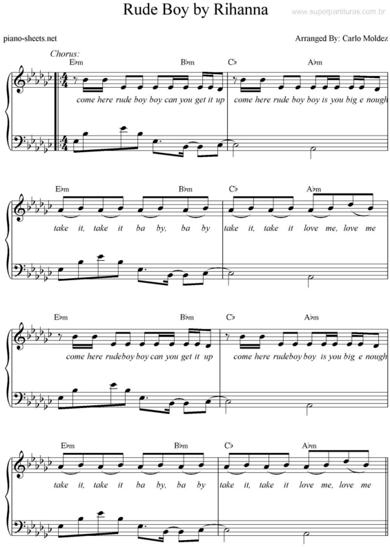 Partitura da música Rude Boy