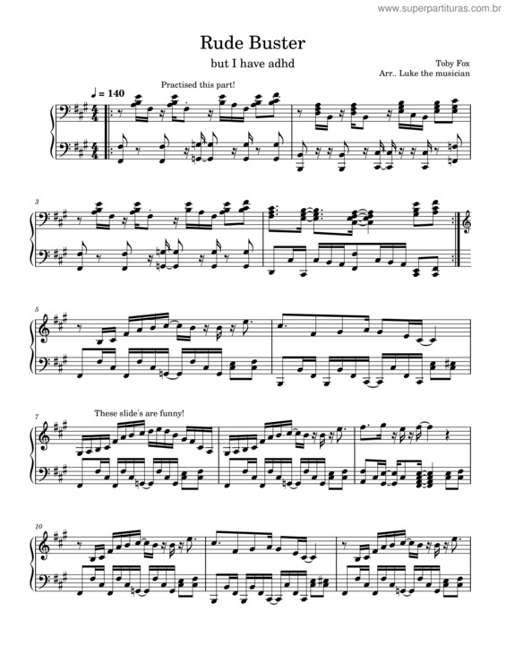 Partitura da música Rude Buster – Toby Fox Rude Buster