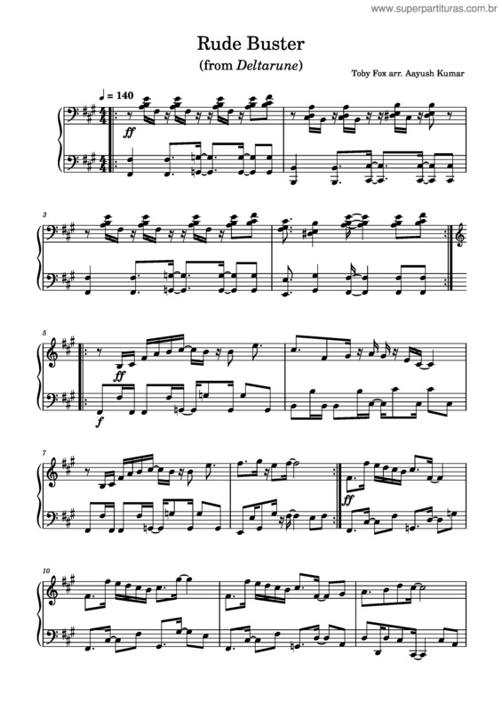 Partitura da música Rude Buster – Toby Fox Toby Fox –  Rude Buster