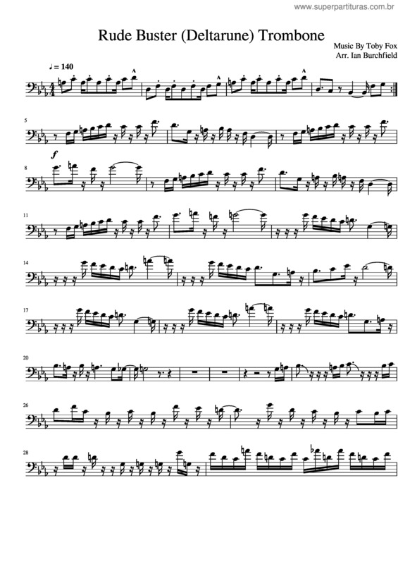 Partitura da música Rude Buster Deltarune Trombone