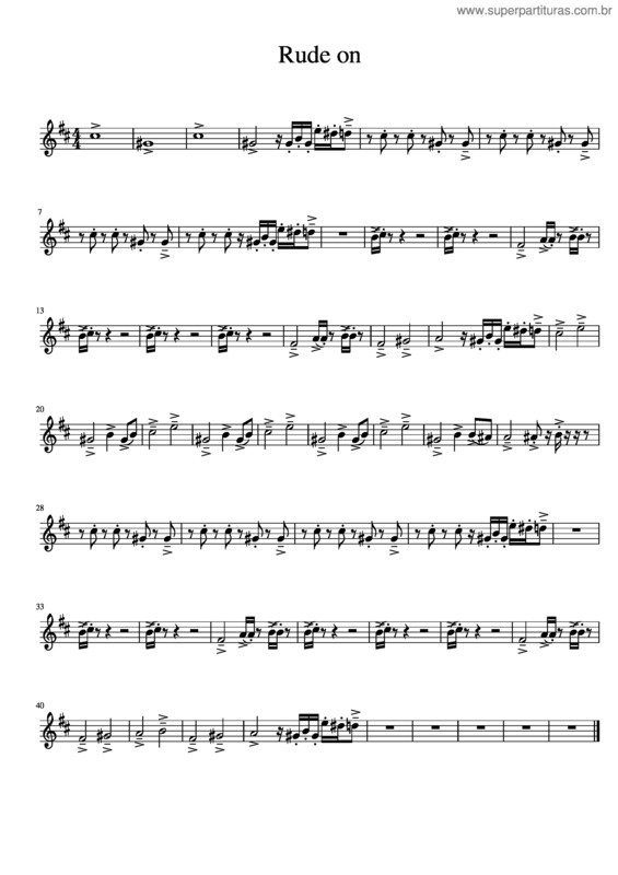 Partitura da música Rude On