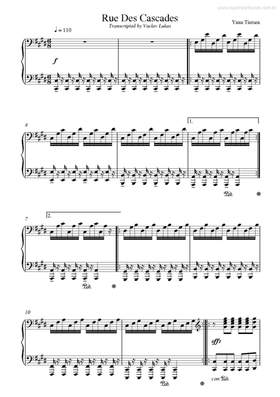 Partitura da música Rue Des Cascades v.2