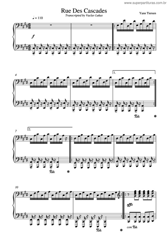 Partitura da música Rue Des Cascades v.3