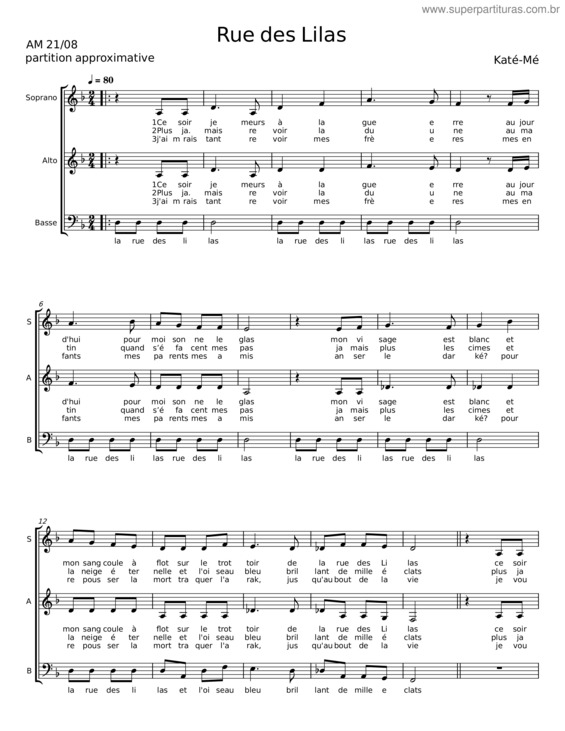 Partitura da música Rue Des Lilas