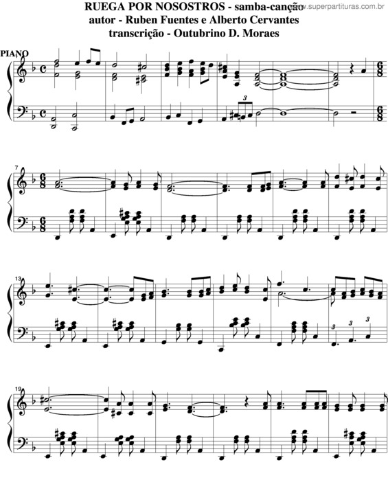 Partitura da música Ruega Por Nosotros