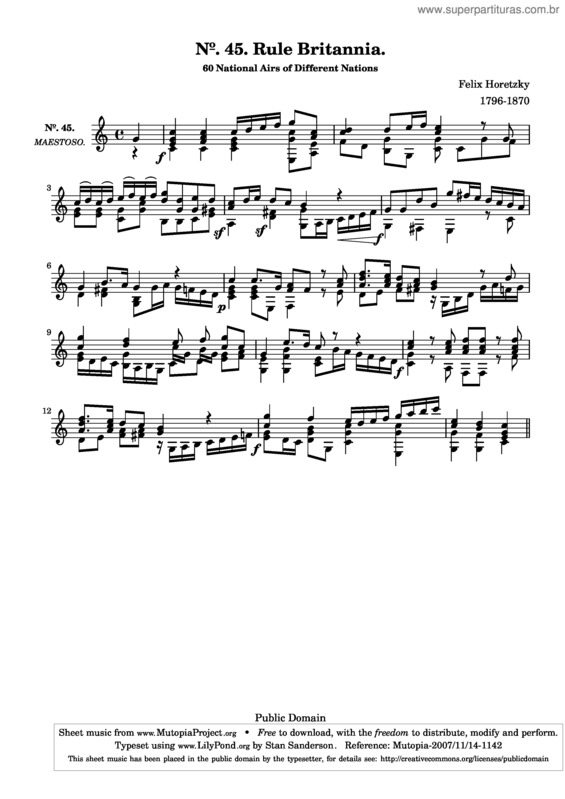 Partitura da música Rule, Britannia! v.2