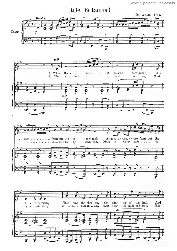 Partitura da música Rule, Britannia!