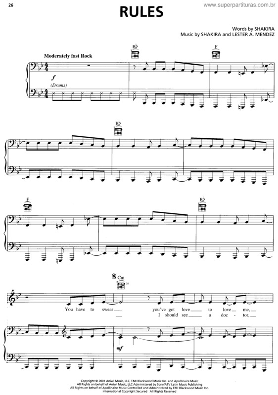 Partitura da música Rules