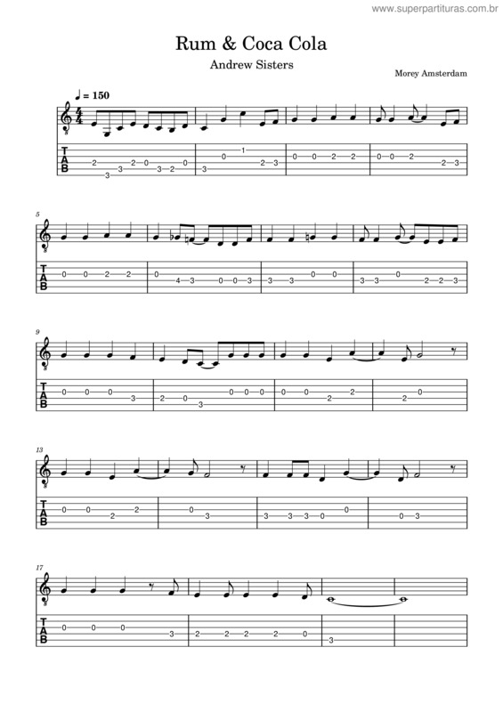 Partitura da música Rum And Coca Cola – The Andrews Sisters Rum And Coca Cola