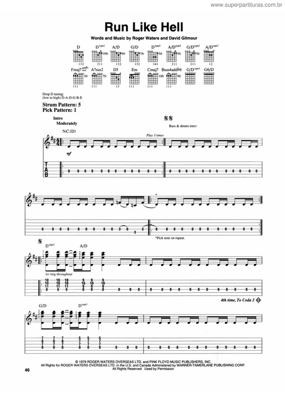 Partitura da música Run like hell