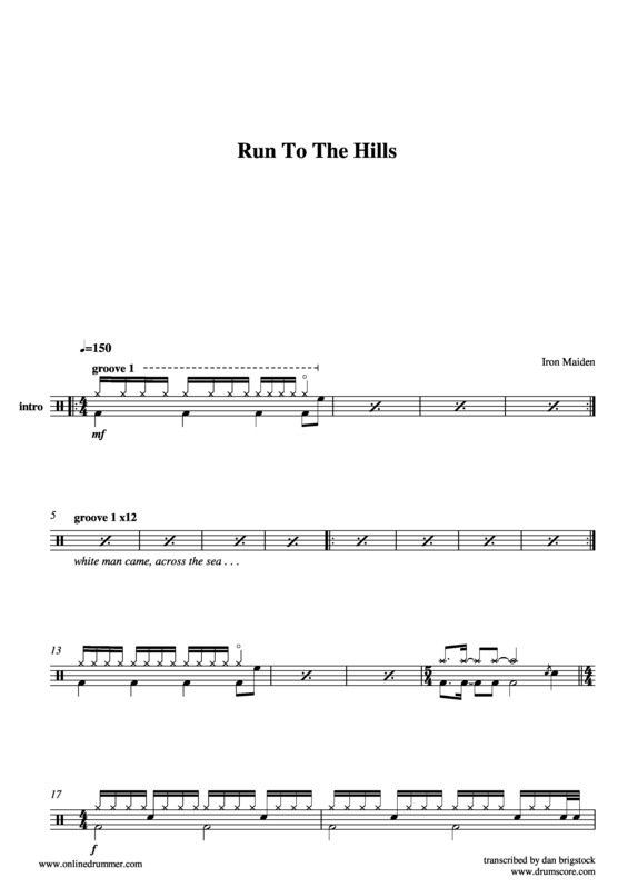Partitura da música Run To The Hills
