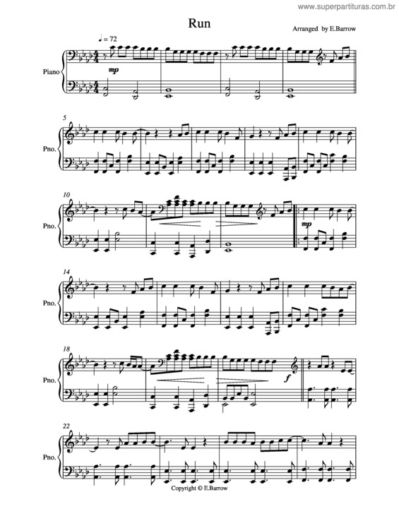 Partitura da música Run