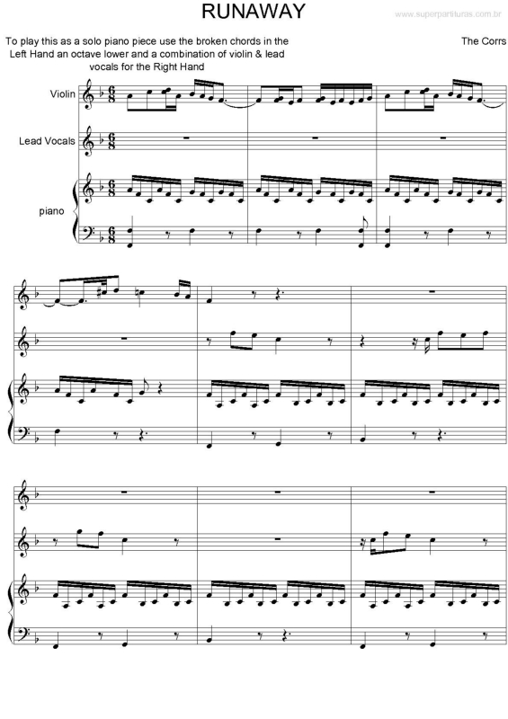 Partitura da música Runaway v.2