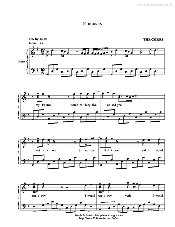 Partitura da música Runaway v.3