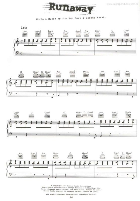 Partitura da música Runaway