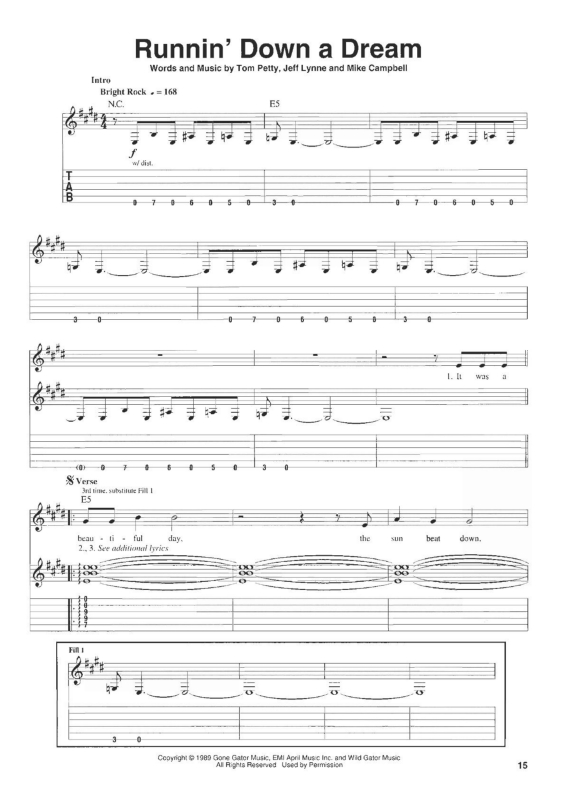 Partitura da música Runnin` Down a Dream v.2