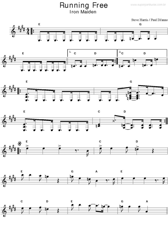 Partitura da música Running Free