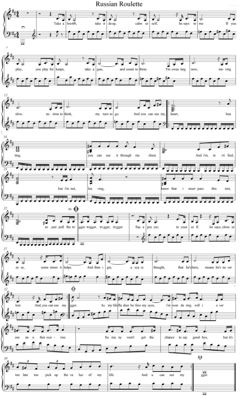 Free Russian Roulette by Rihanna sheet music