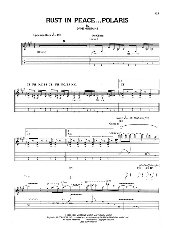 Partitura da música Rust In Peace...Polaris