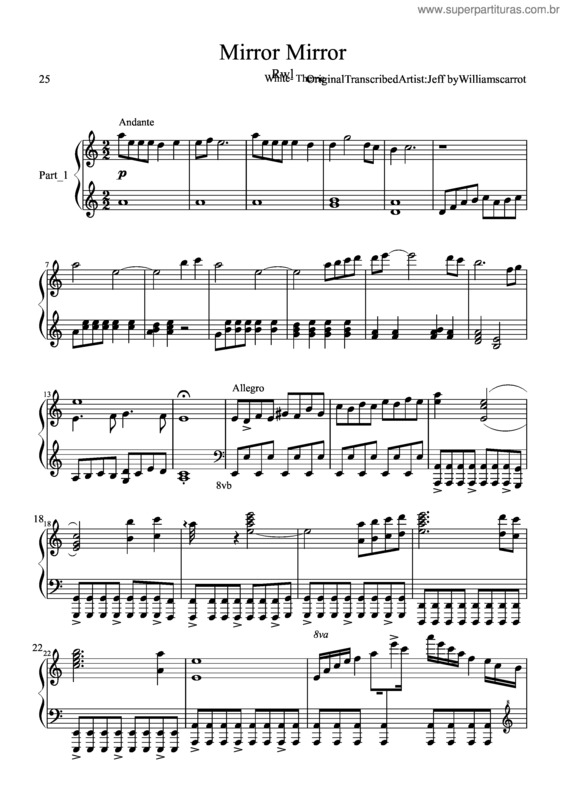 Partitura da música Rwby Mirror Mirror
