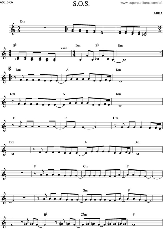 Partitura da música S.O.S v.2