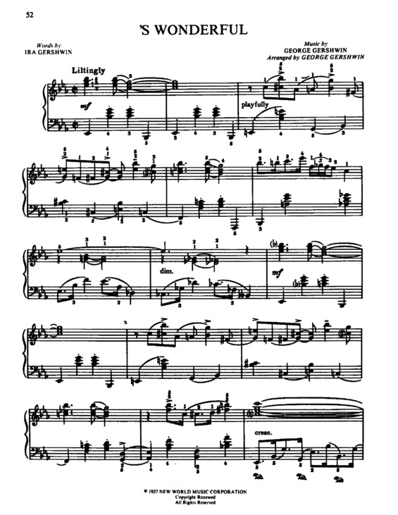 Partitura da música S Wonderful