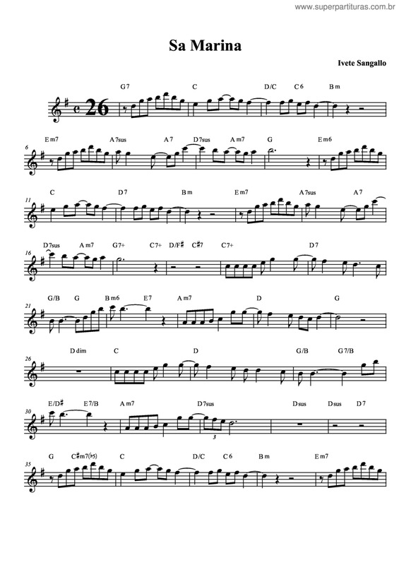 Partitura da música Sá Marina v.10