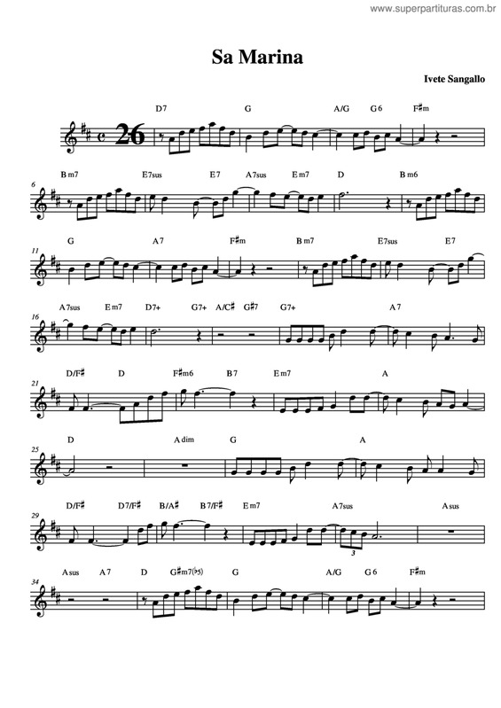 Partitura da música Sa Marina v.11