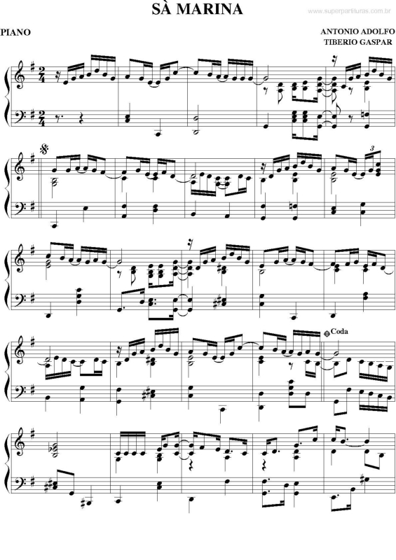 Partitura da música Sá Marina v.2