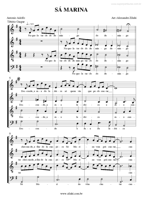 Partitura da música Sá Marina v.3