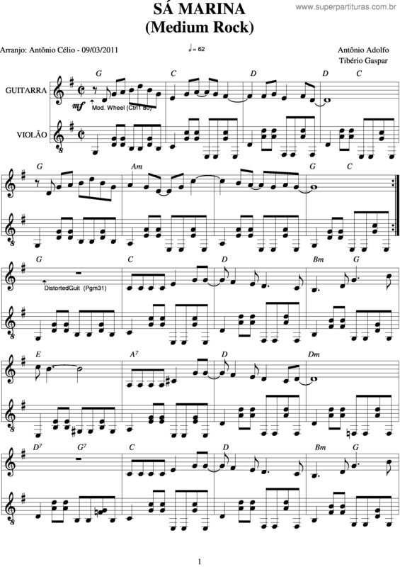 Partitura da música Sá Marina v.7