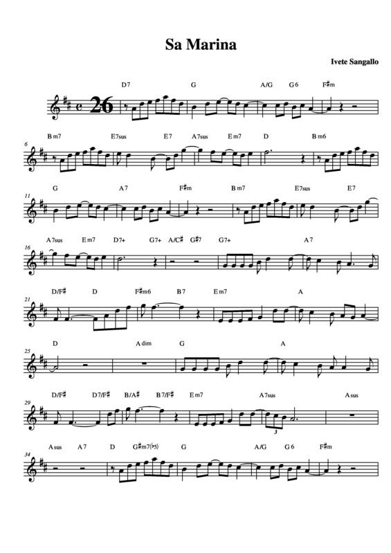 Partitura da música Sá Marina v.8