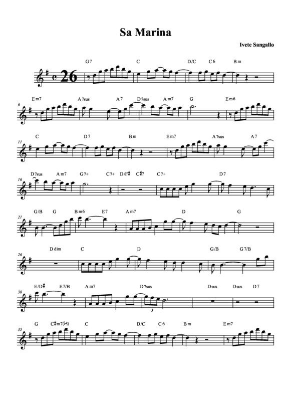 Partitura da música Sá Marina v.9