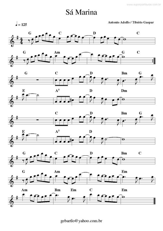 Partitura da música Sá Marina