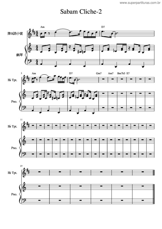 Partitura da música Sabam Cliche-2