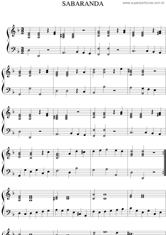 Partitura da música Sabaranda