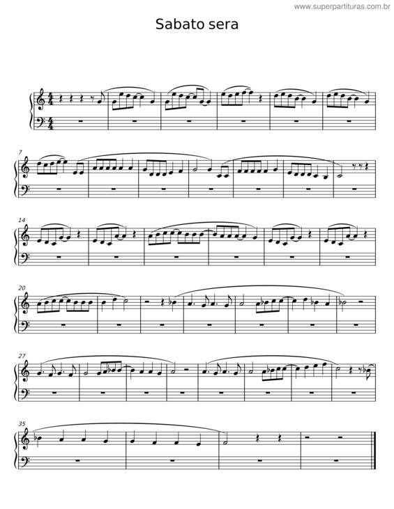 Partitura da música Sabato Sera