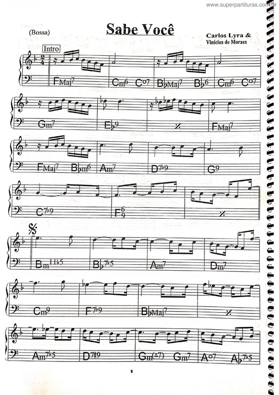 Partitura da música Sabe Você