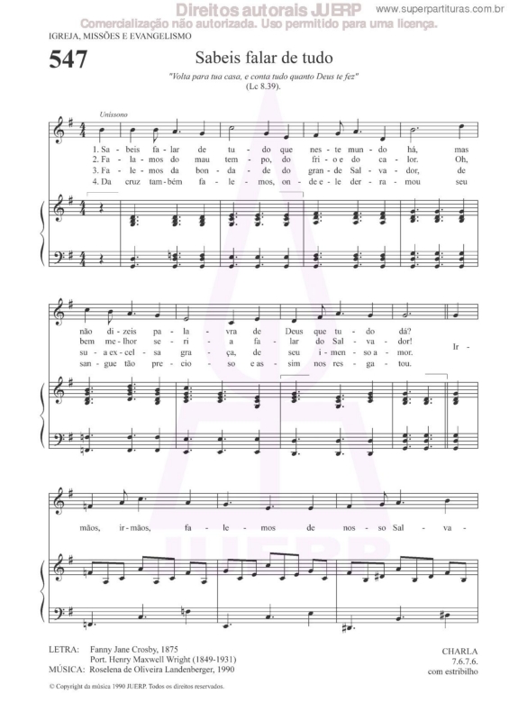Partitura da música Sabeis Falar De Tudo - 547 HCC v.2