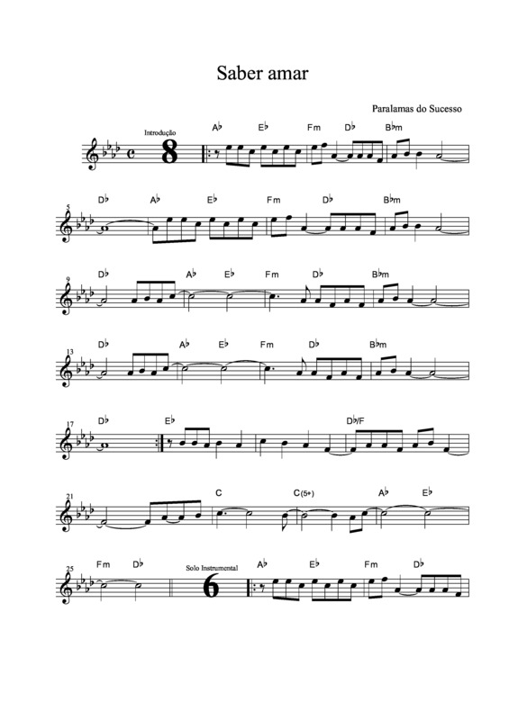 Partitura da música Saber Amar v.3