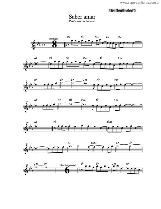 Partitura da música Saber Amar