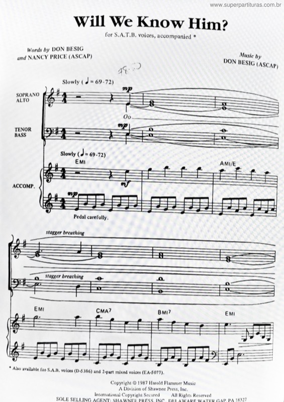 Partitura da música Saberei Quando Ele Voltar