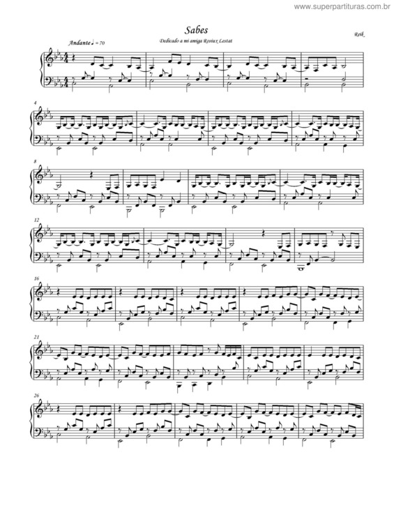 Partitura da música Sabes