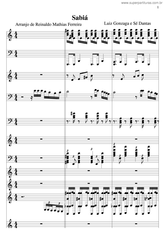 Partitura da música Sabiá v.4