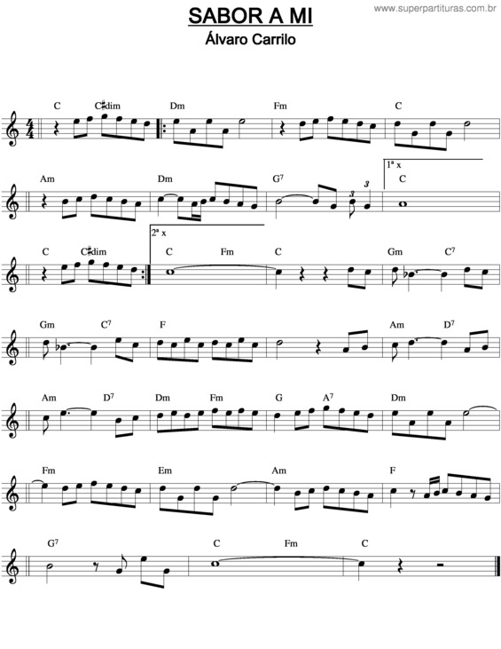 Partitura da música Sabor A Mi v.5