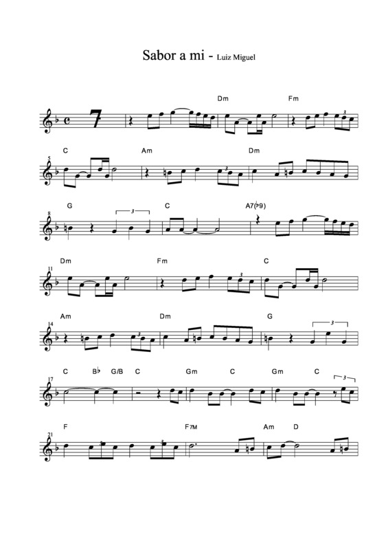 Partitura da música Sabor a Mi v.9