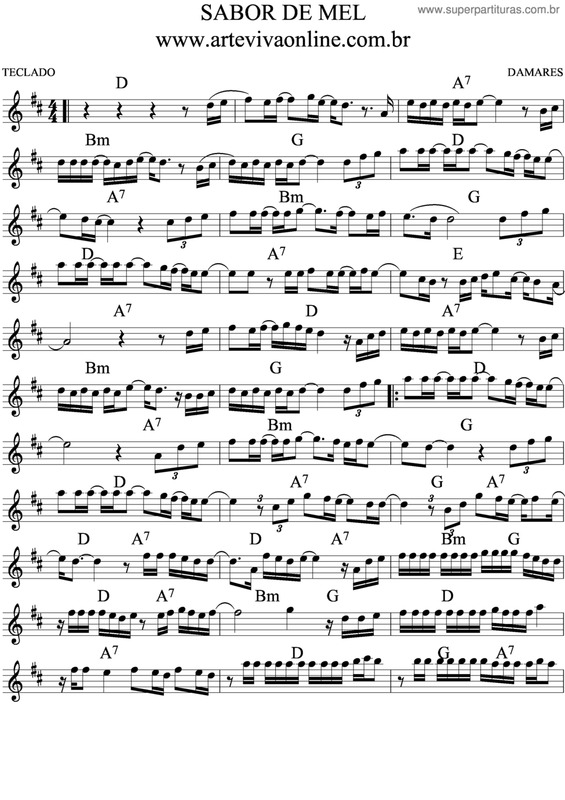 Partitura da música Sabor De Mel v.3