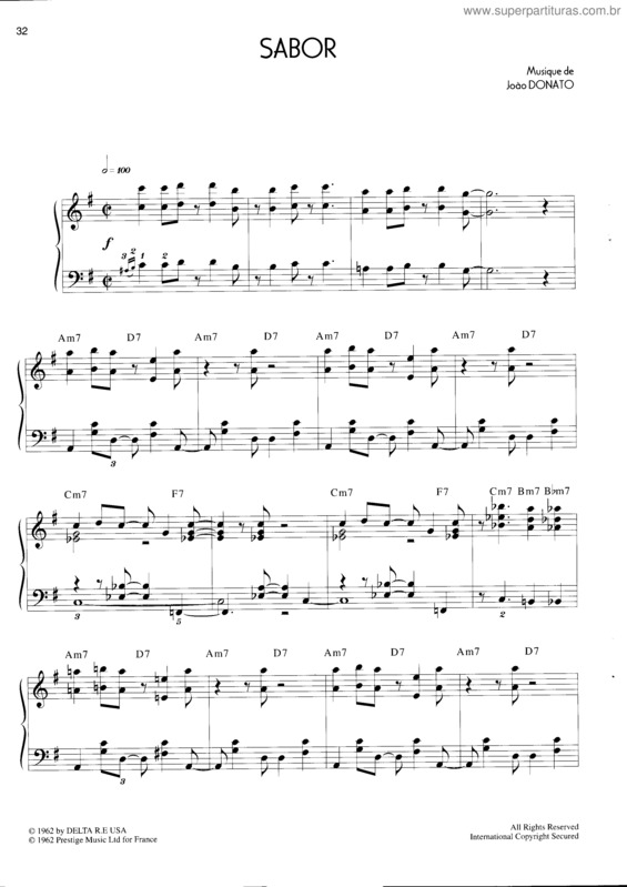 Partitura da música Sabor