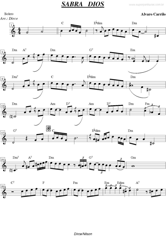 Partitura da música Sabra Dios